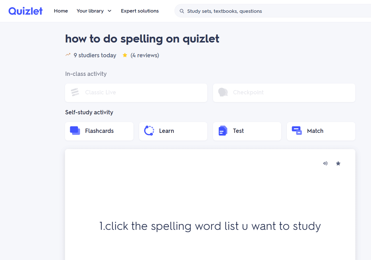 Quizlet Spellings